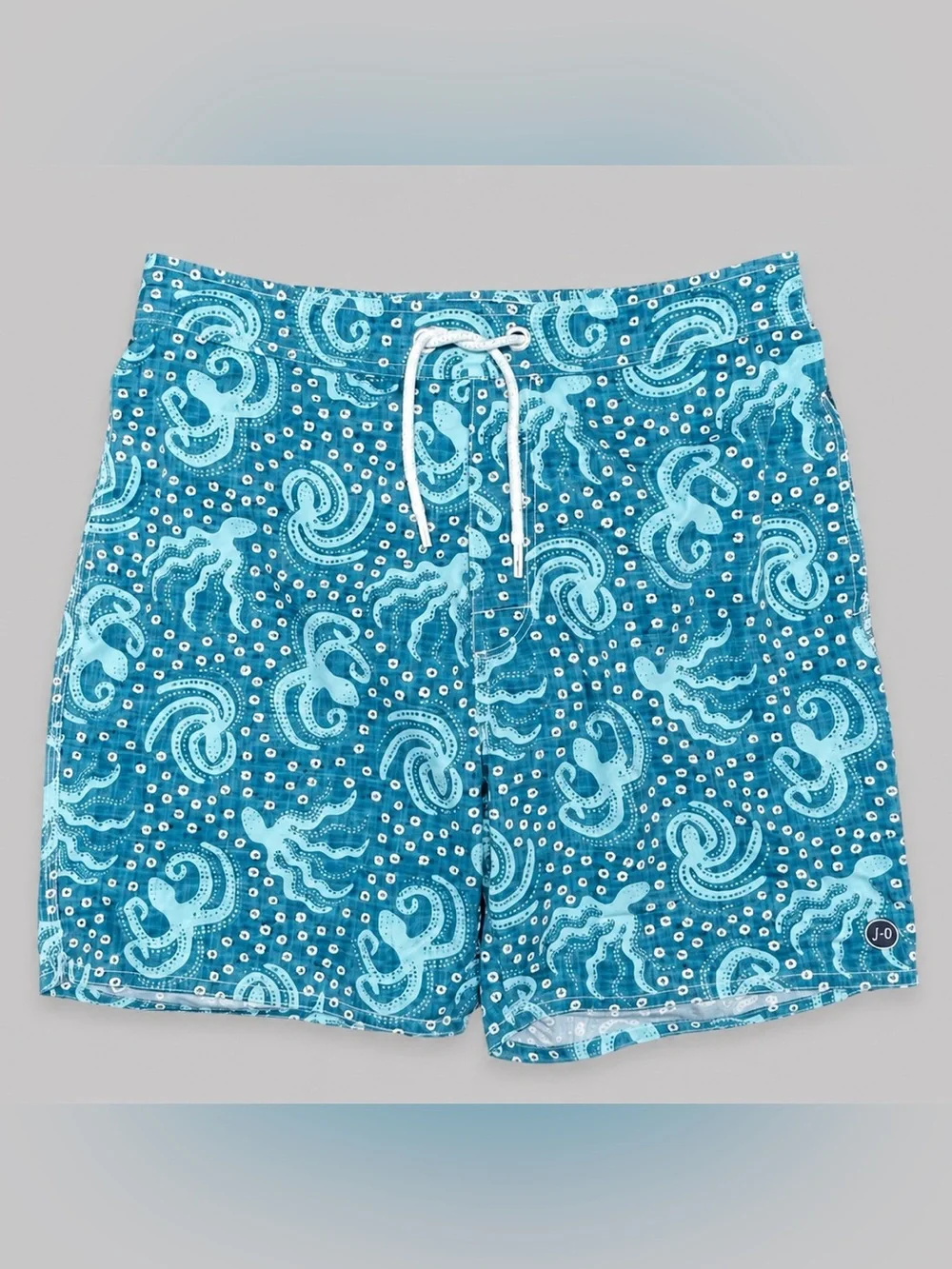 Johnnie-O Blue Octopus Print Swim Trunks Men’s Medium 7” Inseam Lined Drawstring